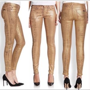 Hudson snakeskin skinny jeans -Gold